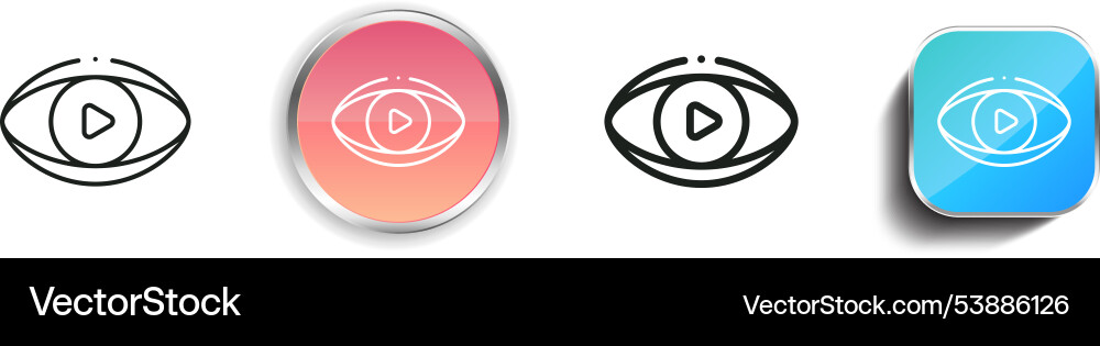 Eye icon thin linear regular and button style Eye icon thin linear regular and button style vector image