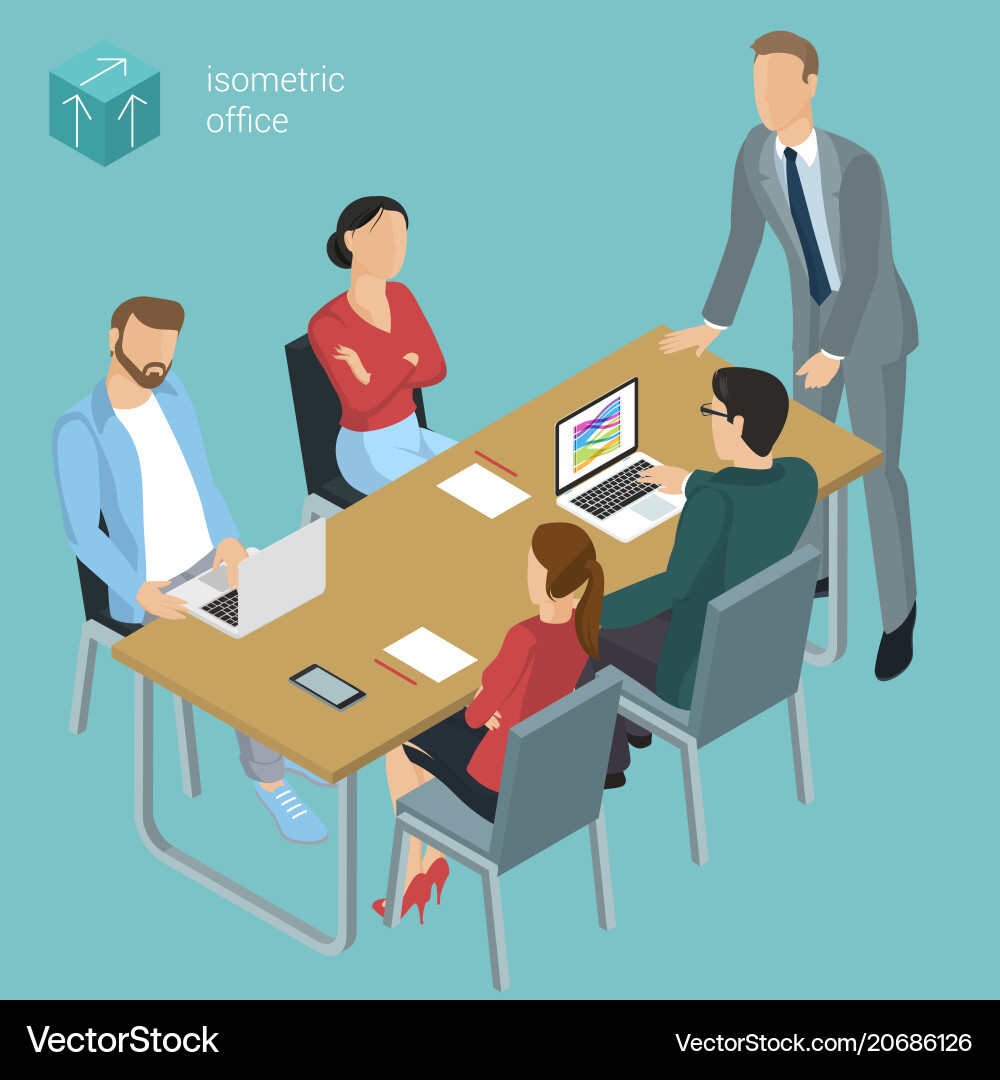 Isometric office Royalty Free Vector Image - VectorStock