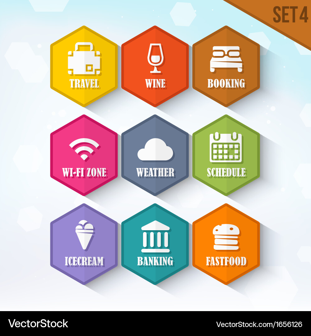 Rounded Hexagon Icons - Set 4 vector image