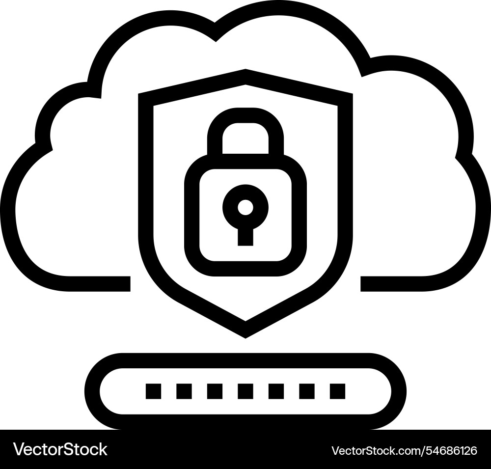 Security lock cloud computing line icon Security lock cloud computing line icon vector image
