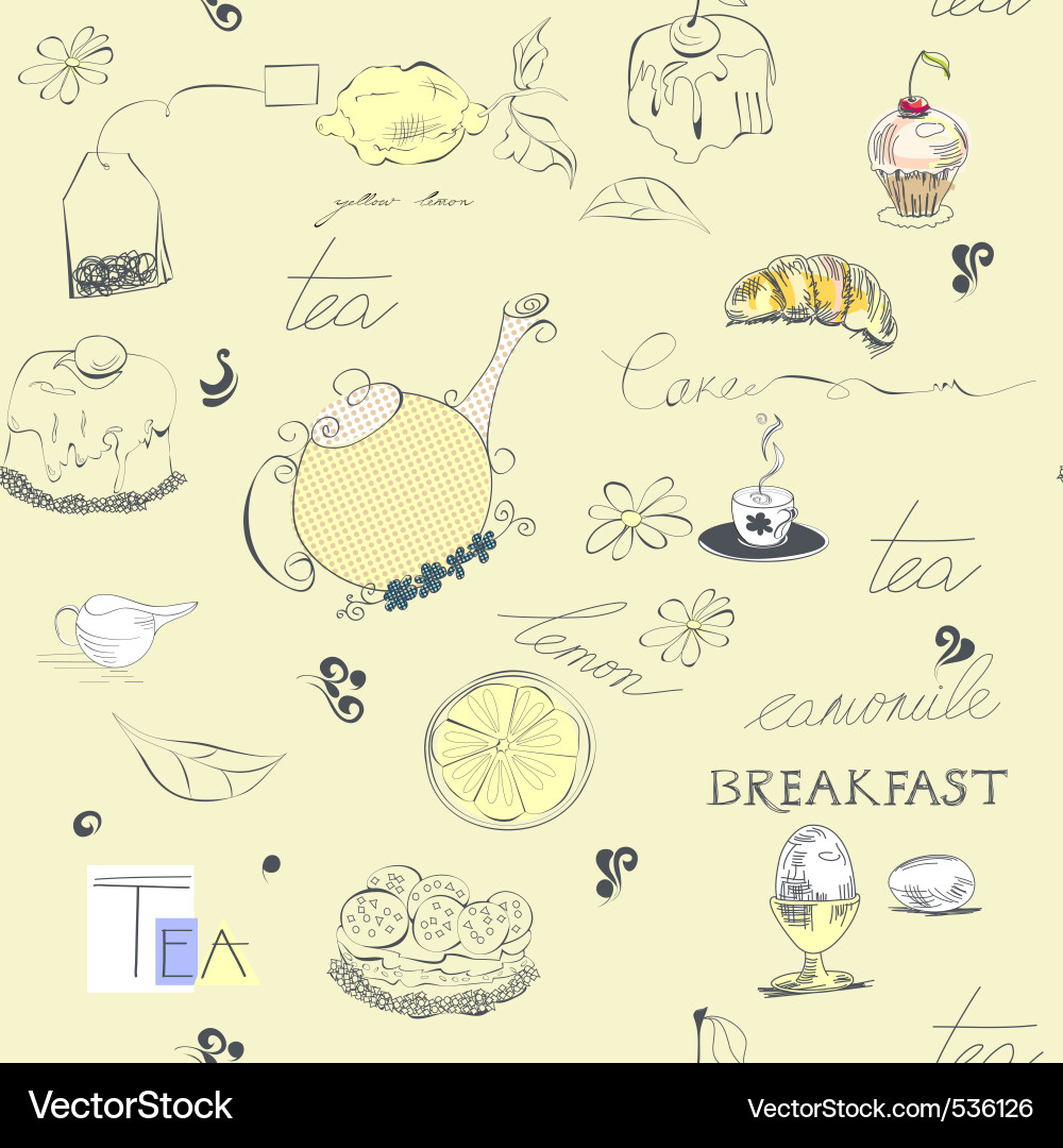 Tea Set Seamless Background Vector Image