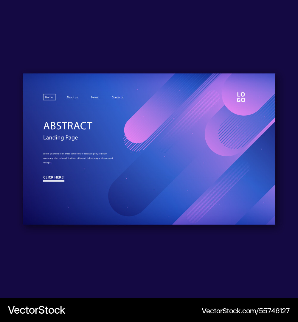 Abstract gradient landing page template Vector Image