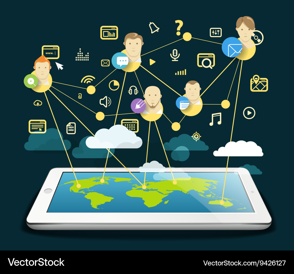 Abstract scheme of modern computer network design vector image