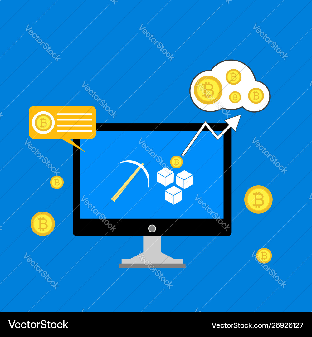 Blockchain scheme mining crypto currency server vector image