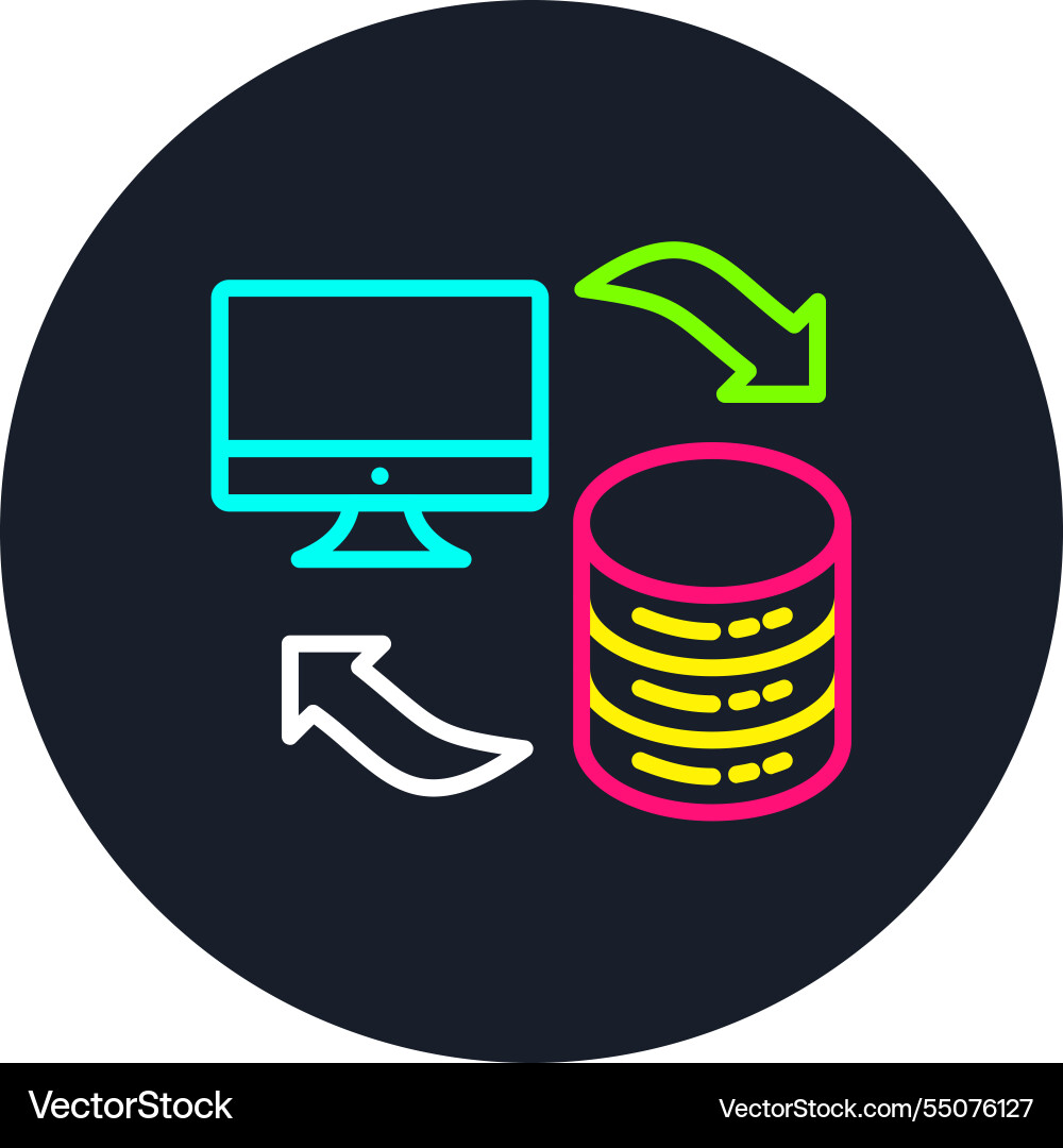 Data sharing line multi color icon vector image