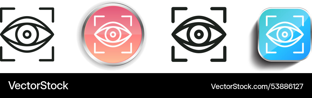 Eye icon thin linear regular and button style Eye icon thin linear regular and button style vector image