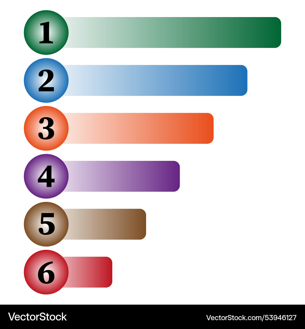 Numbered list infographic gradient color bars Numbered list infographic gradient color bars vector image