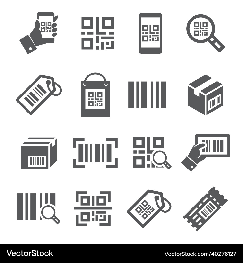 Qr code icons set on white background vector image