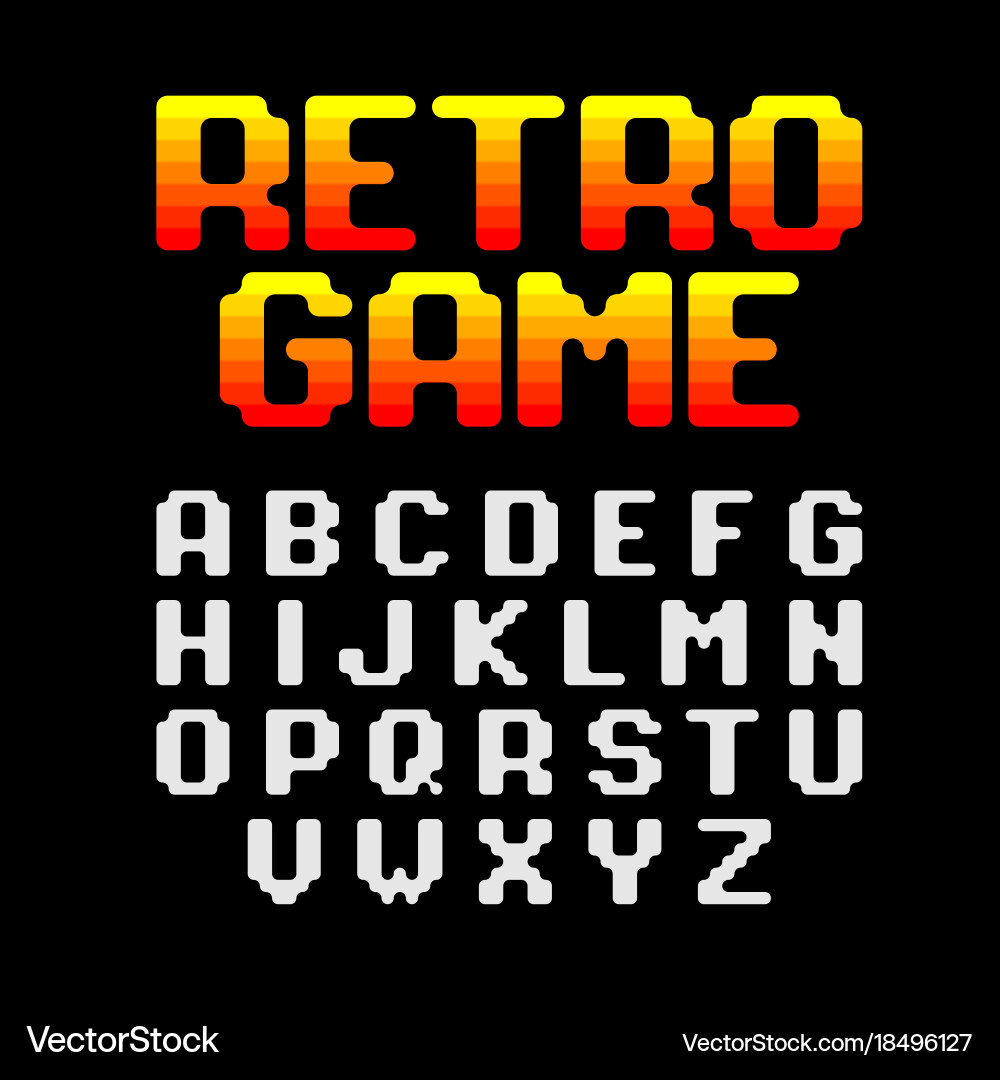 Retro pixel video game font Royalty Free Vector Image