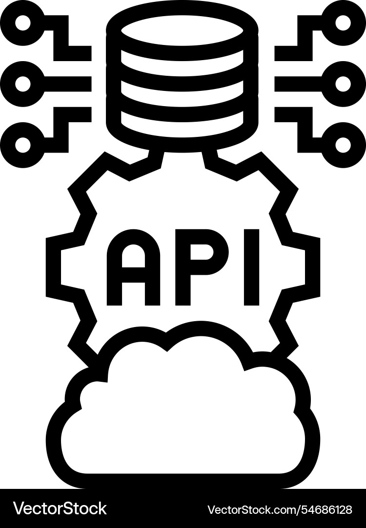 Api connection cloud computing line icon Vector Image