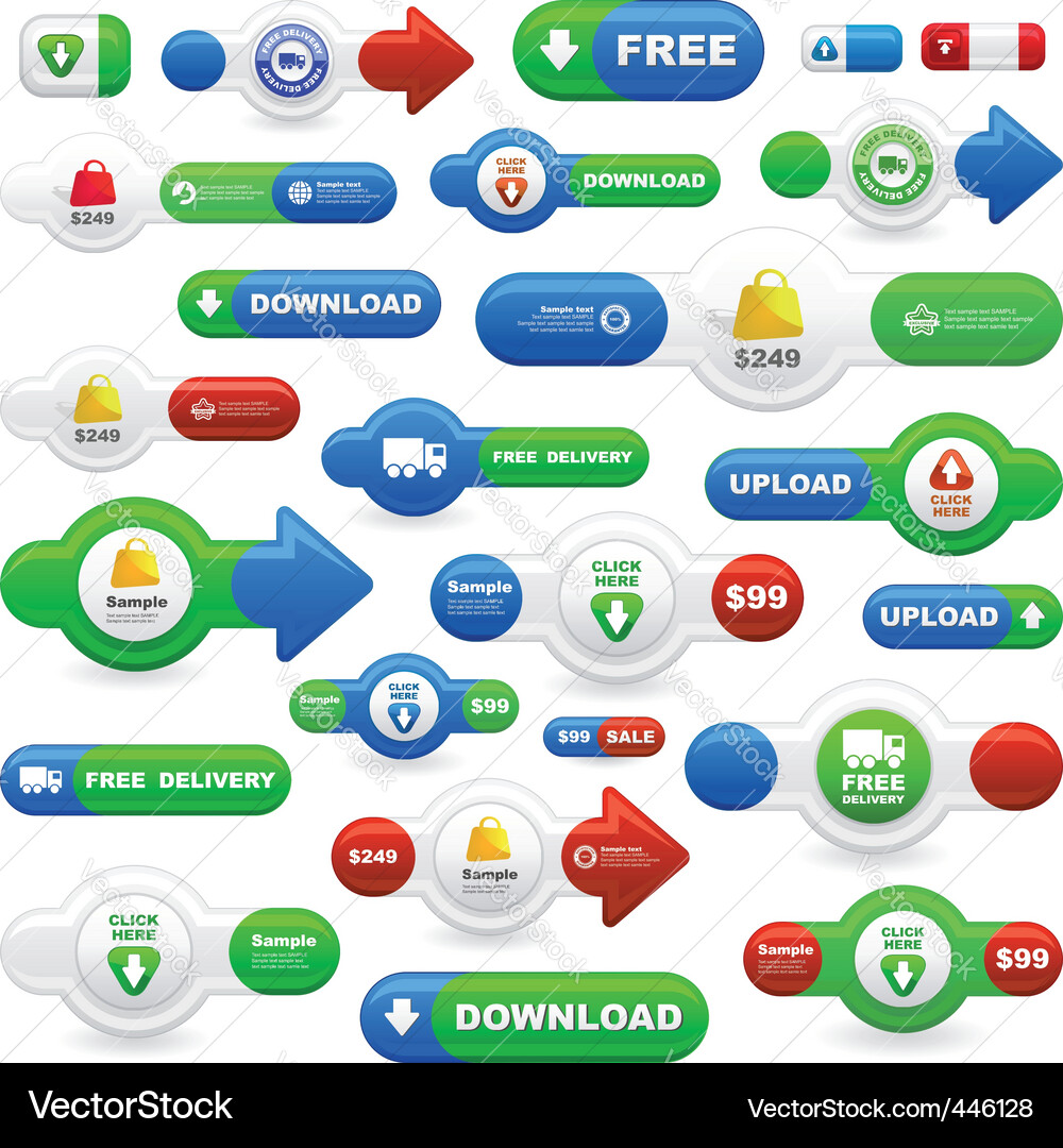 Download Button Set Vector Image