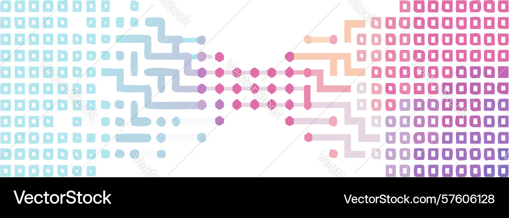 Horizontal abstract pixel dot pattern vector image