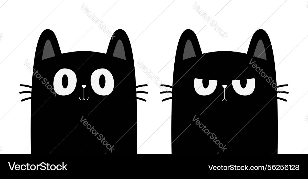 Süße Katze setzen traurig wütend überrascht Gesichtskopf schwarz Süße Katze setzen traurig wütend überrascht Gesichtskopf schwarz vektorbild