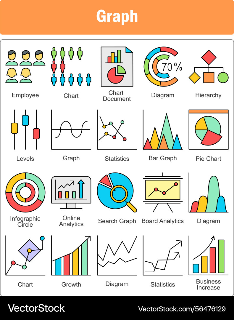 A set of 20 graph icons as employee chart Vector Image