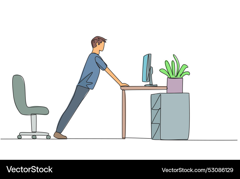 Continuous one line drawing man do push up Vector Image