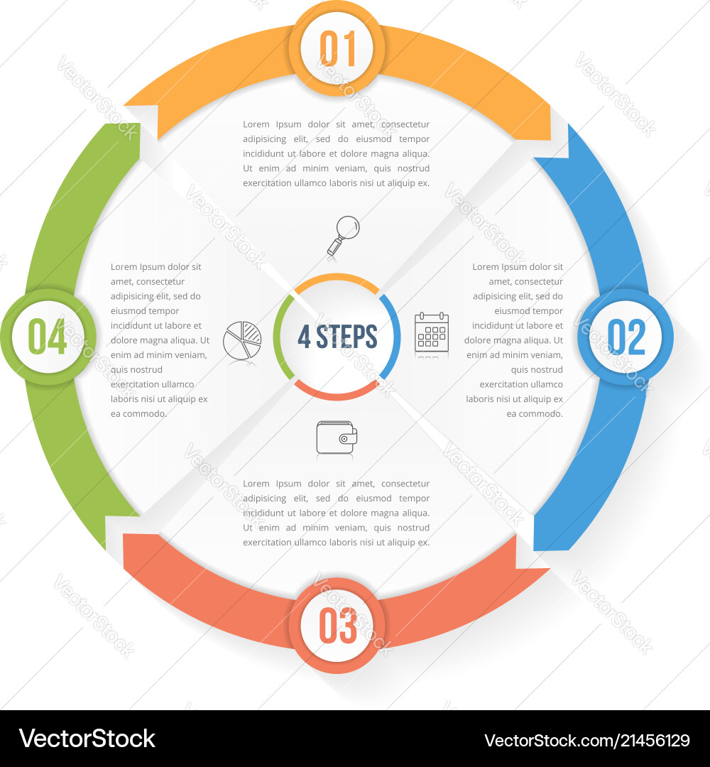 Kreis Infografik Vorlage mit vier Elementen Kreis Infografik Vorlage mit vier Elementen vektorbild