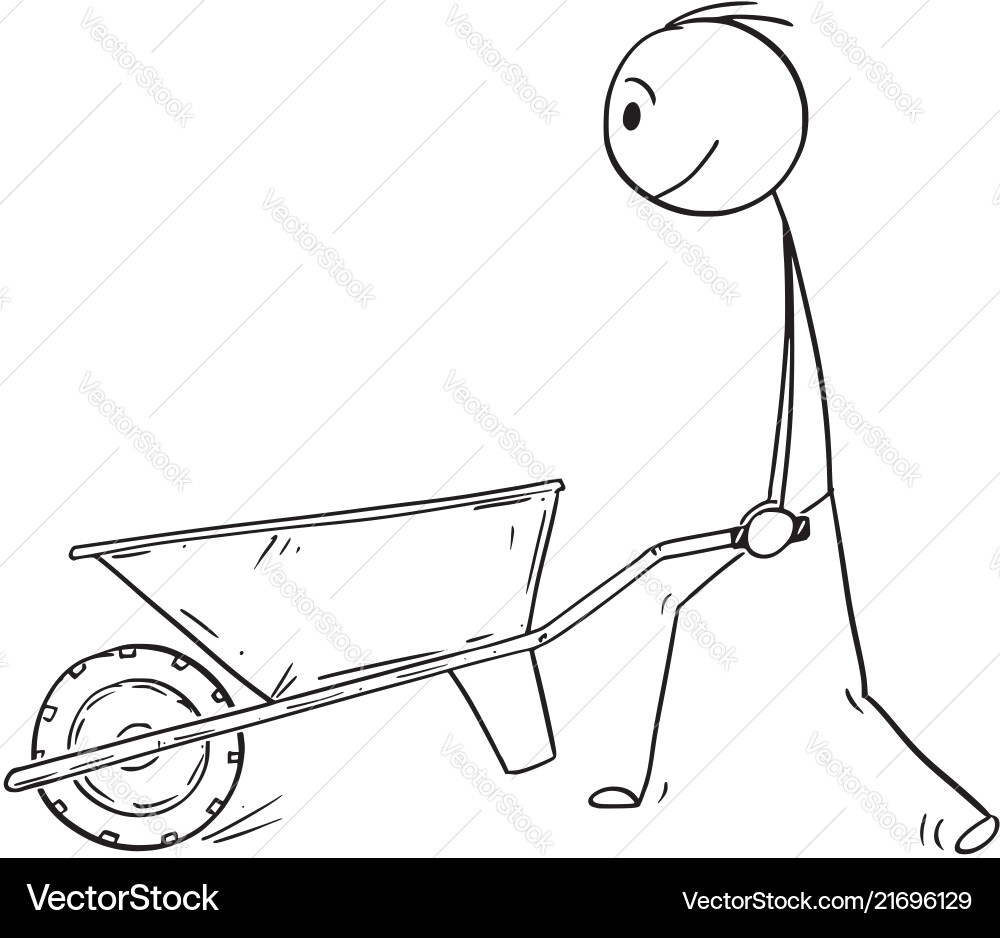 Man Pushing Empty Wheelbarrow vector image