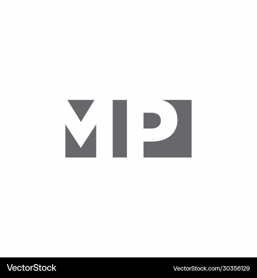 Mp logo monogram with negative space style design Mp logo monogram with negative space style design Vector Image