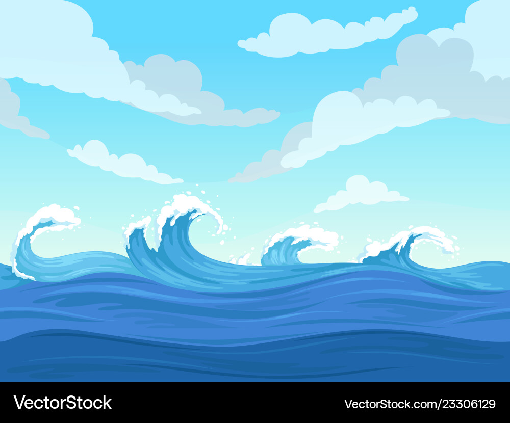 Ocean surface wave seamless underwater cartoon Ocean surface wave seamless underwater cartoon vector image