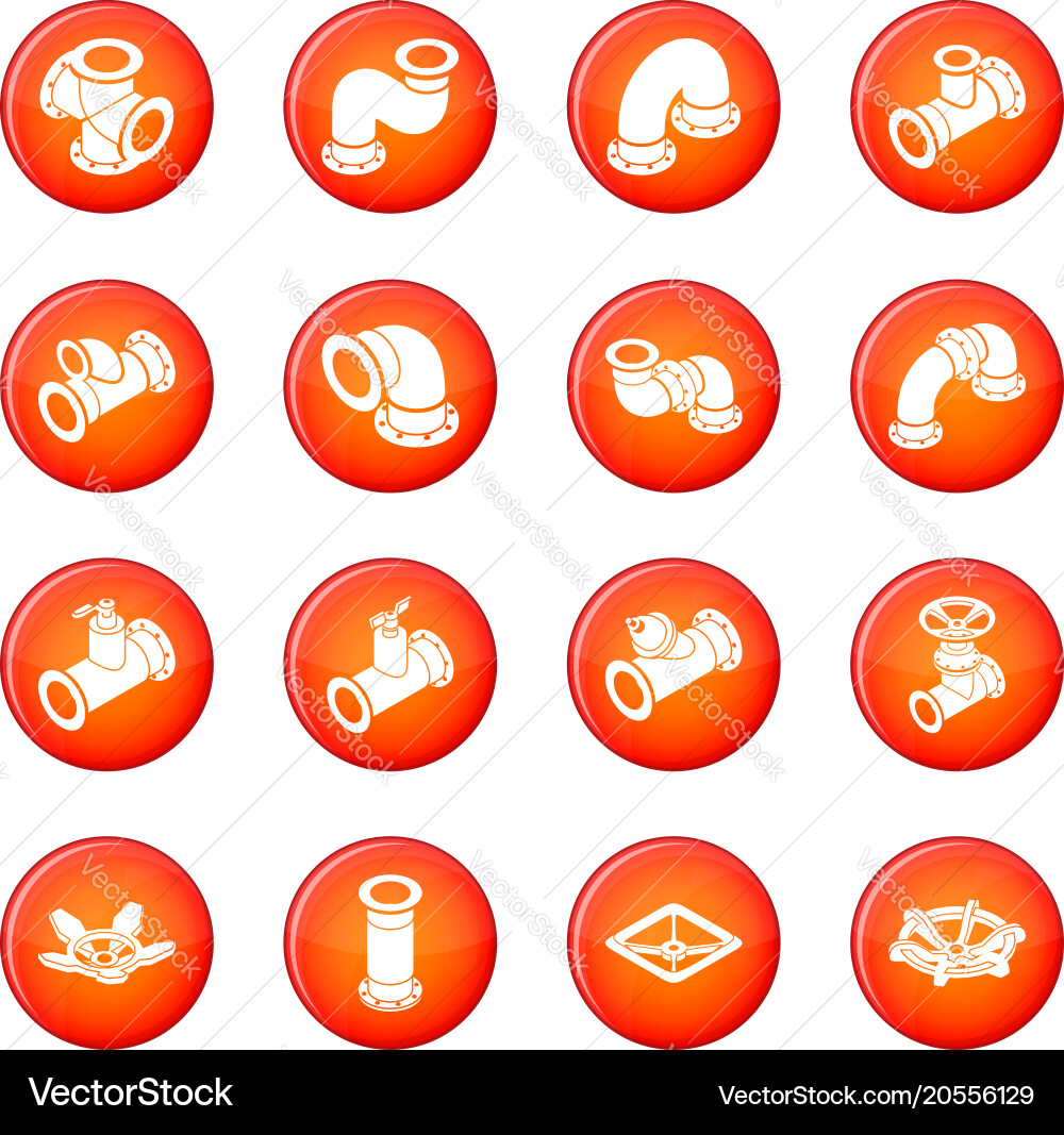 Pipeline constructor icons set red vector image
