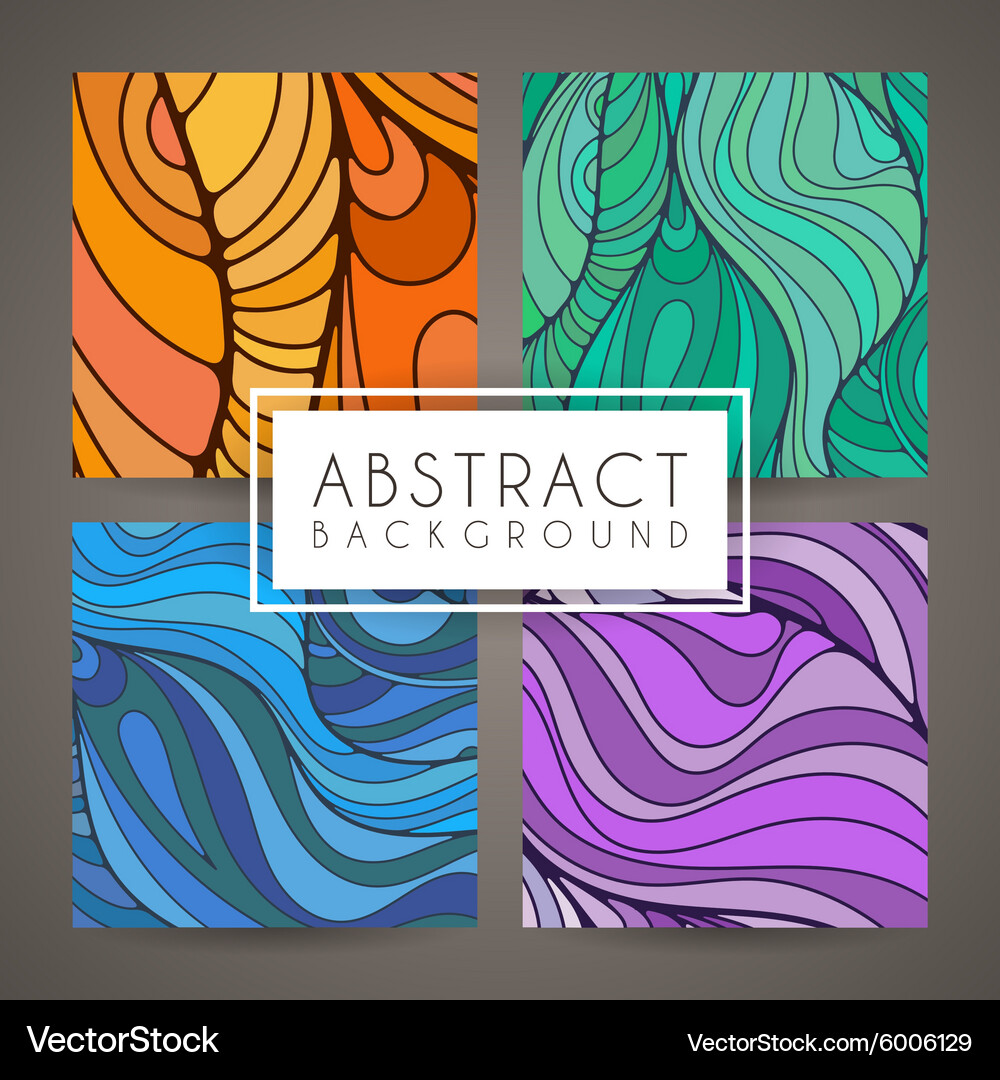 Set of four colorful intricate patterns Vector Image