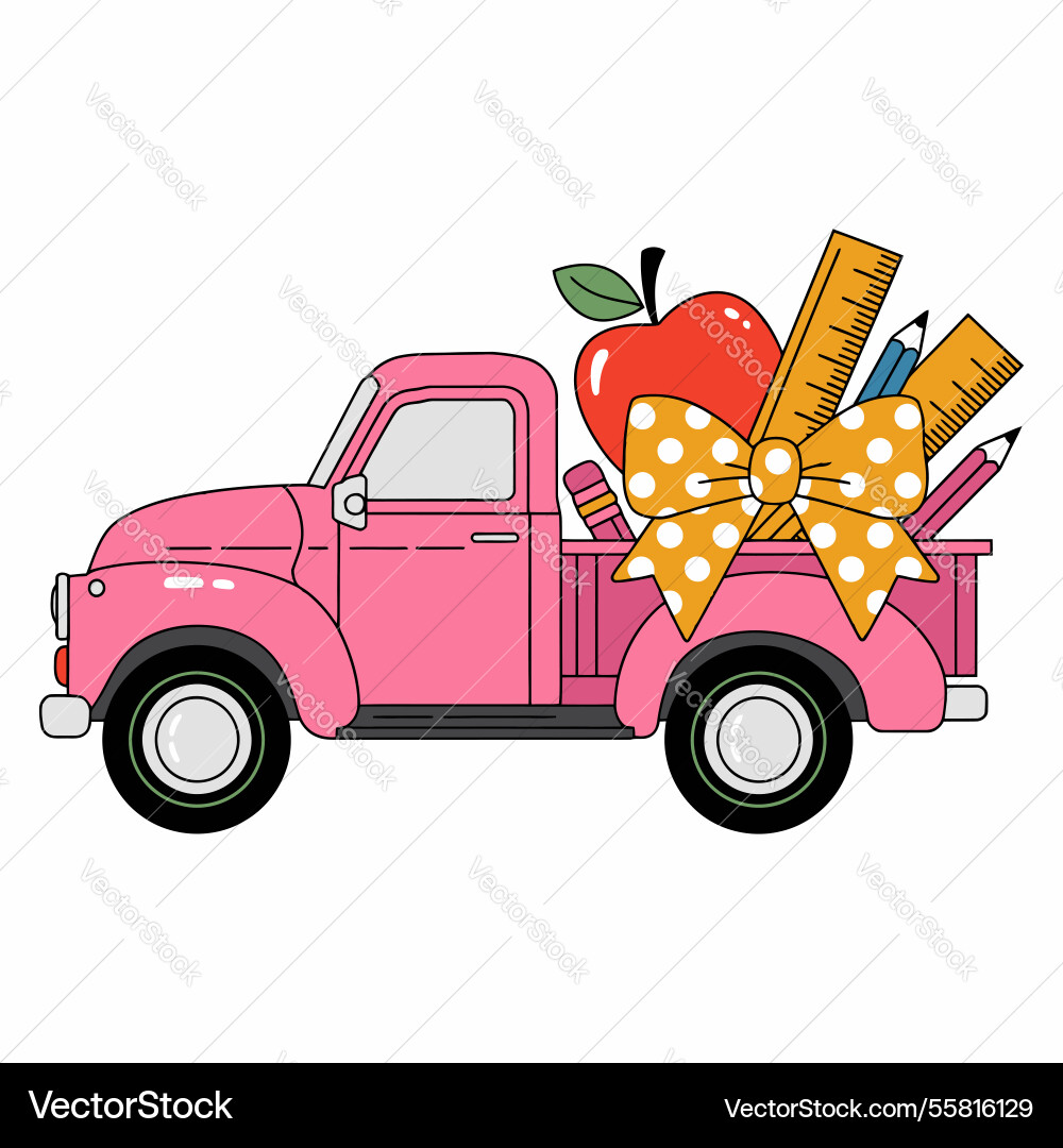 Vintage truck with school supplies cartoon Vintage truck with school supplies cartoon vector image
