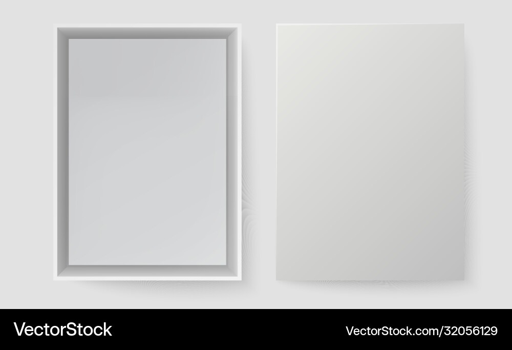 White box top view open pack mock up empty vector image