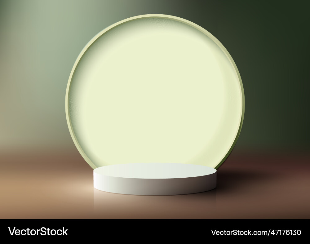 3d realistic empty white podium stand with circle Vector Image