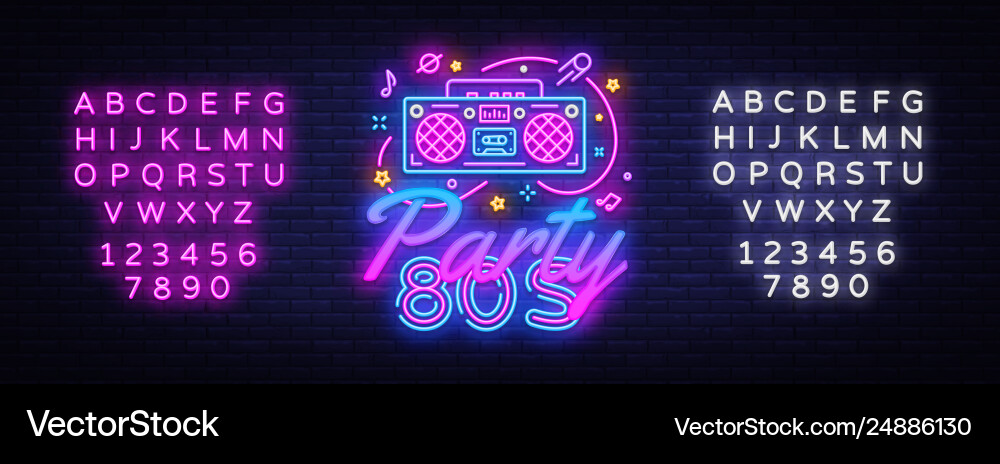 80s party neon sign back 80s party neon sign back vector image