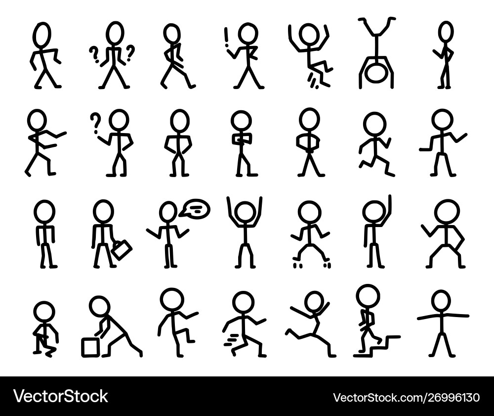 Cartoon icons set sketch people in various vector image