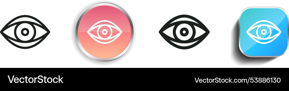 Eye icon thin linear regular and button style Eye icon thin linear regular and button style vector image