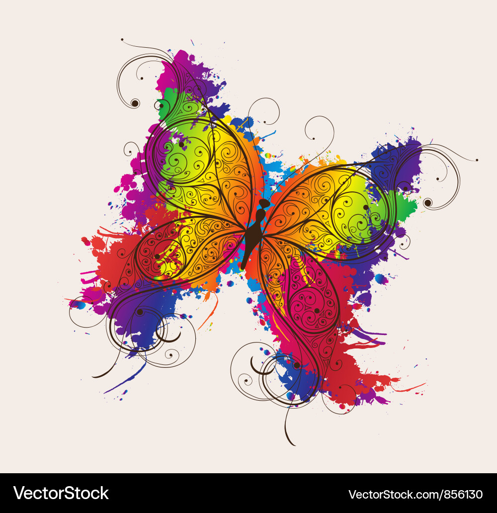 Floral Splash Butterfly vector image