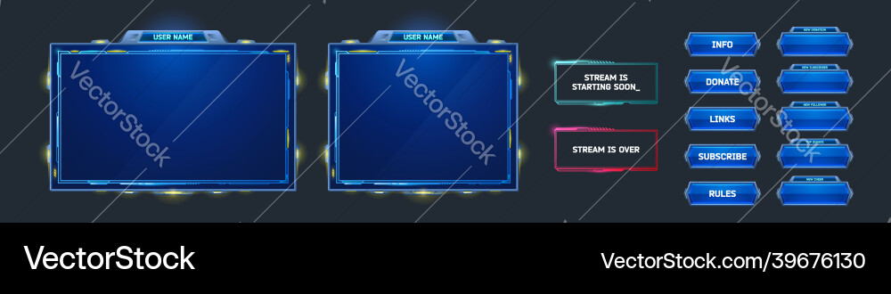 Gaming Stream Overlay - Twitch UI vector image