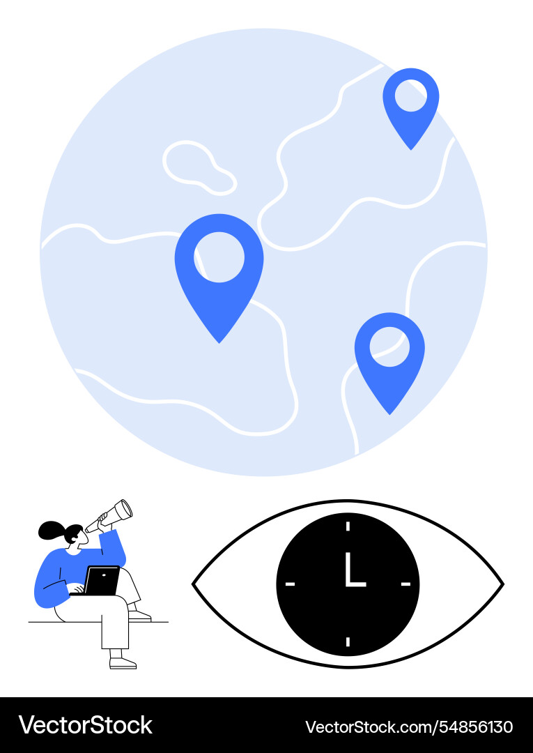 Global navigation with time tracking Global navigation with time tracking vector image
