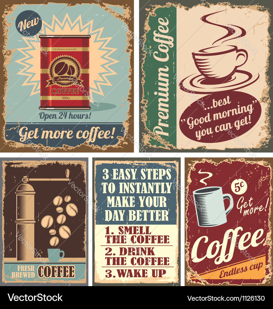 Retro Coffee Posters & Signs vector image