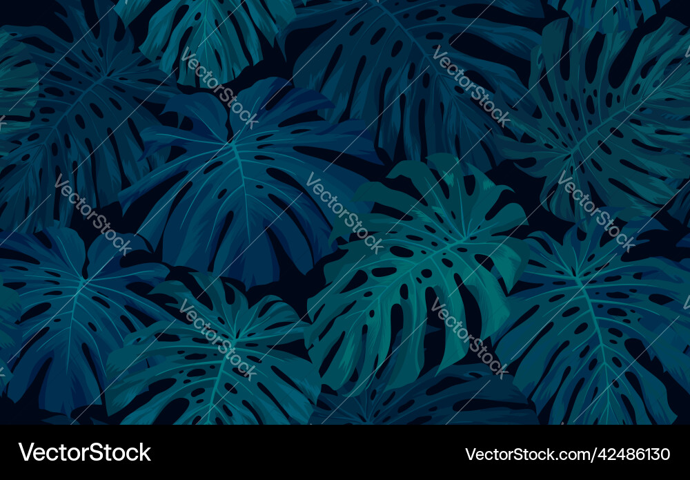 Seamless green hand drawn tropical pattern Seamless green hand drawn tropical pattern vector image