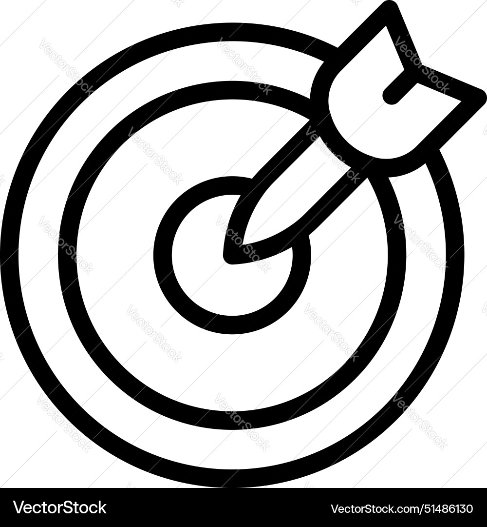 Simple line drawing of a dart in the center Simple line drawing of a dart in the center Vector Image