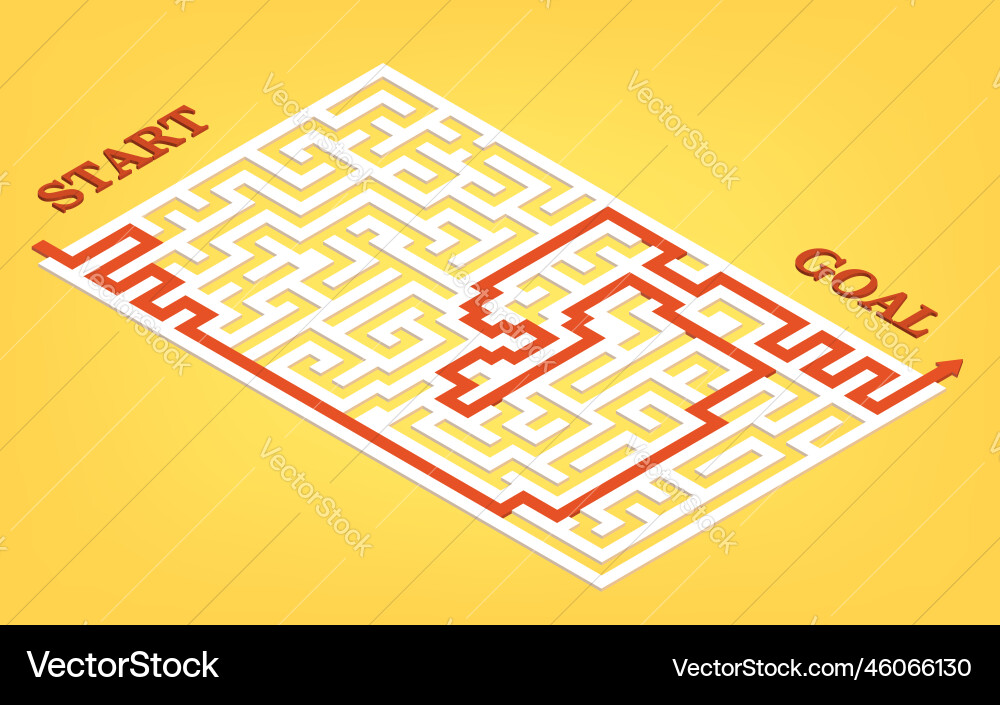 Three-dimensional maze with answers isometric Three-dimensional maze with answers isometric Vector Image