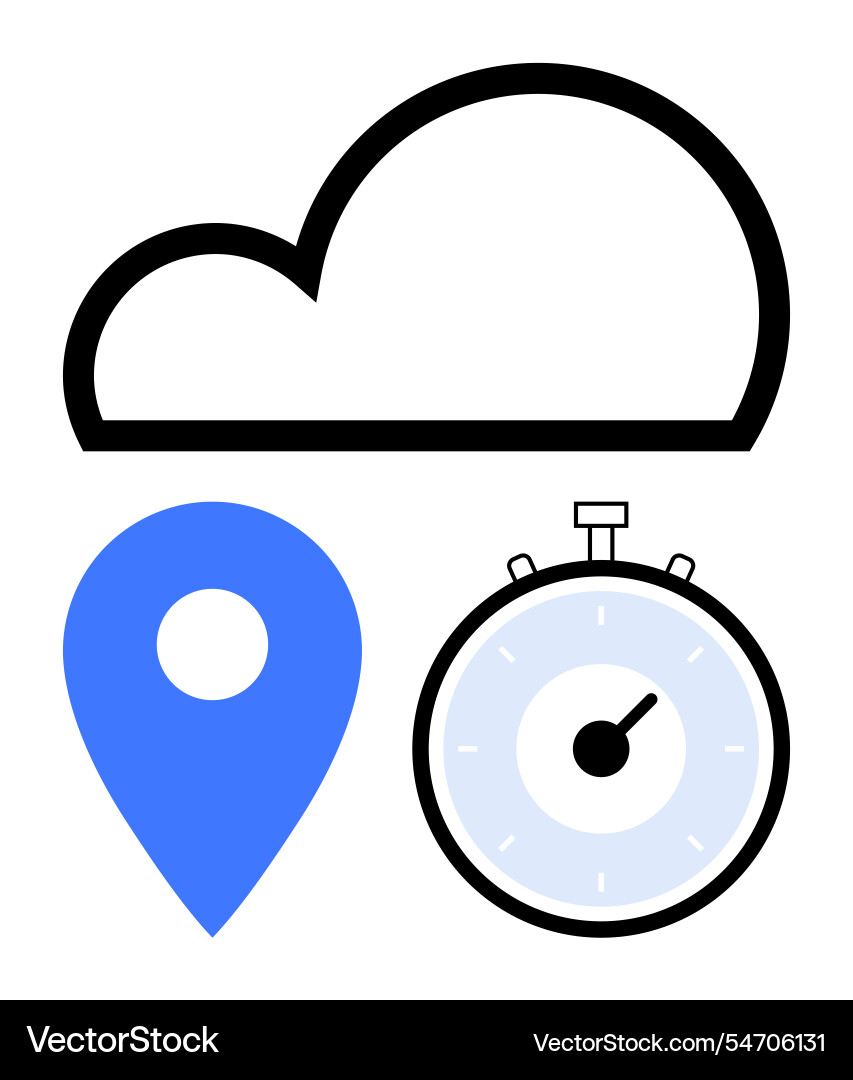 Cloud computing and geo tracking with time Cloud computing and geo tracking with time vector image