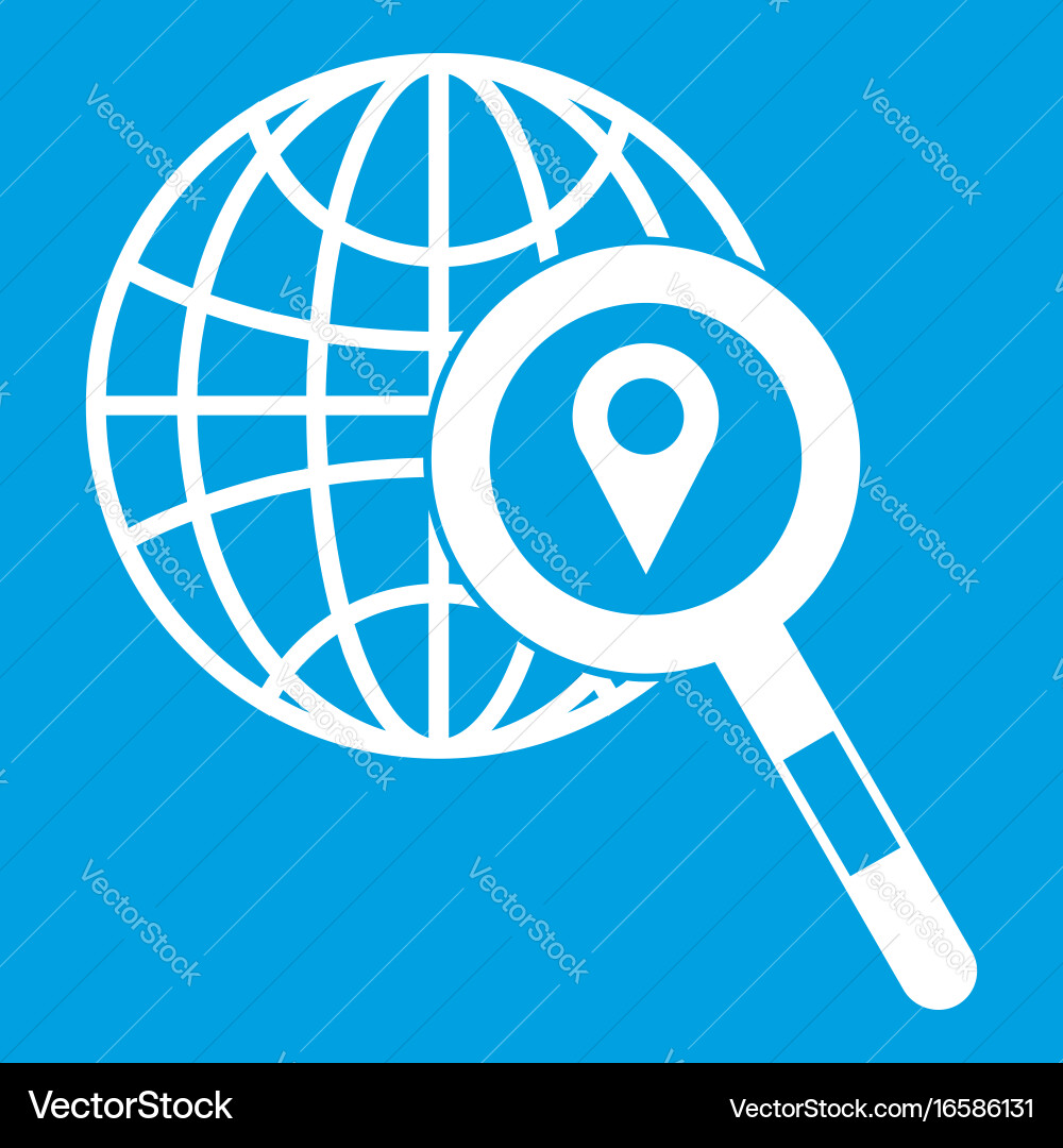 Globe map pointer and magnifying glass vector image