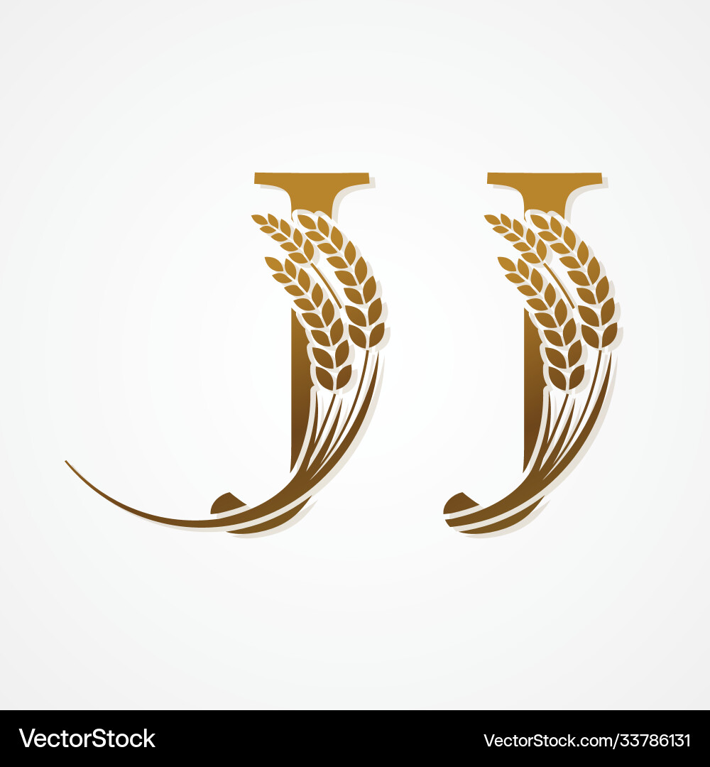 Gold letter with rice for logo design Gold letter with rice for logo design vector image
