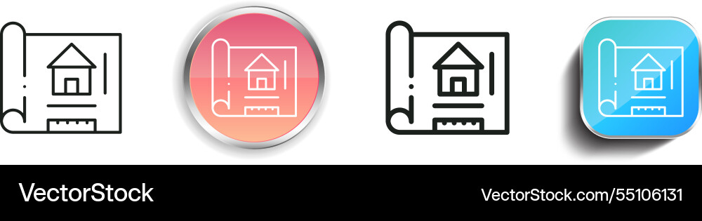 House sketch icon thin linear regular and button Vector Image