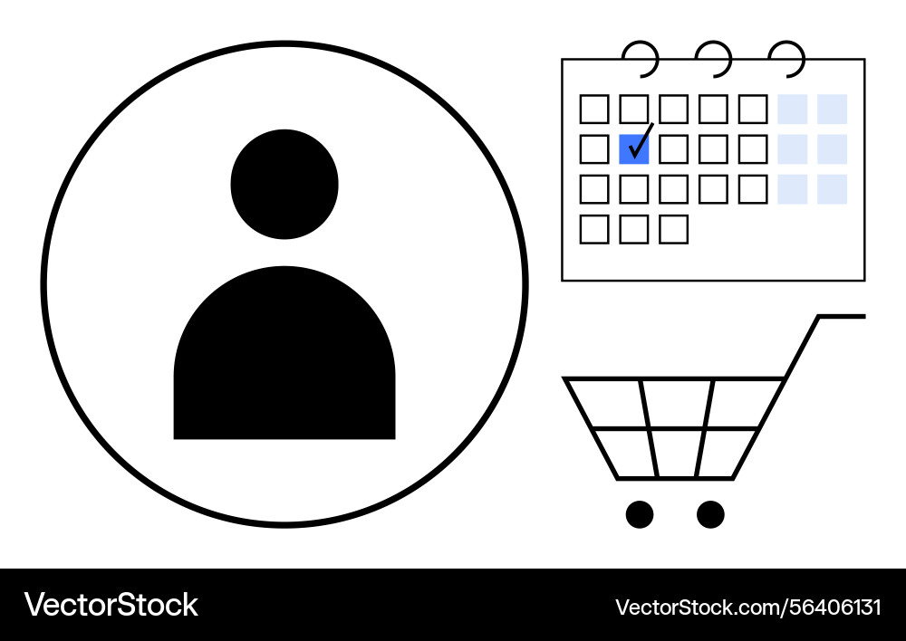 User profile with calendar scheduling and shopping User profile with calendar scheduling and shopping vector image