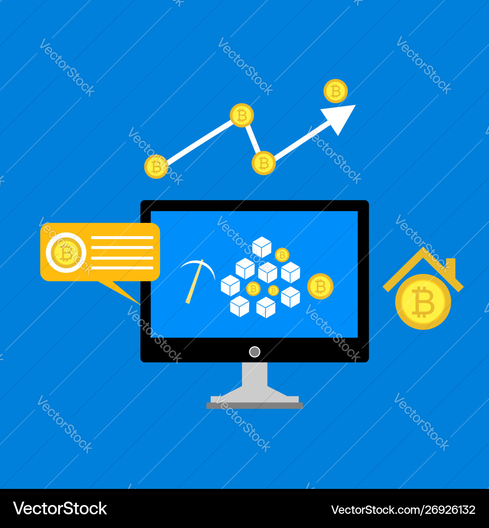 Blockchain scheme mining crypto currency server Blockchain scheme mining crypto currency server vector image