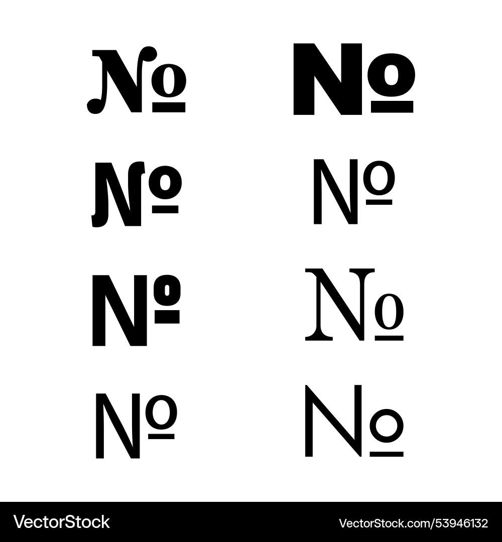 Different styles of number symbol bold and thin Different styles of number symbol bold and thin Vector Image
