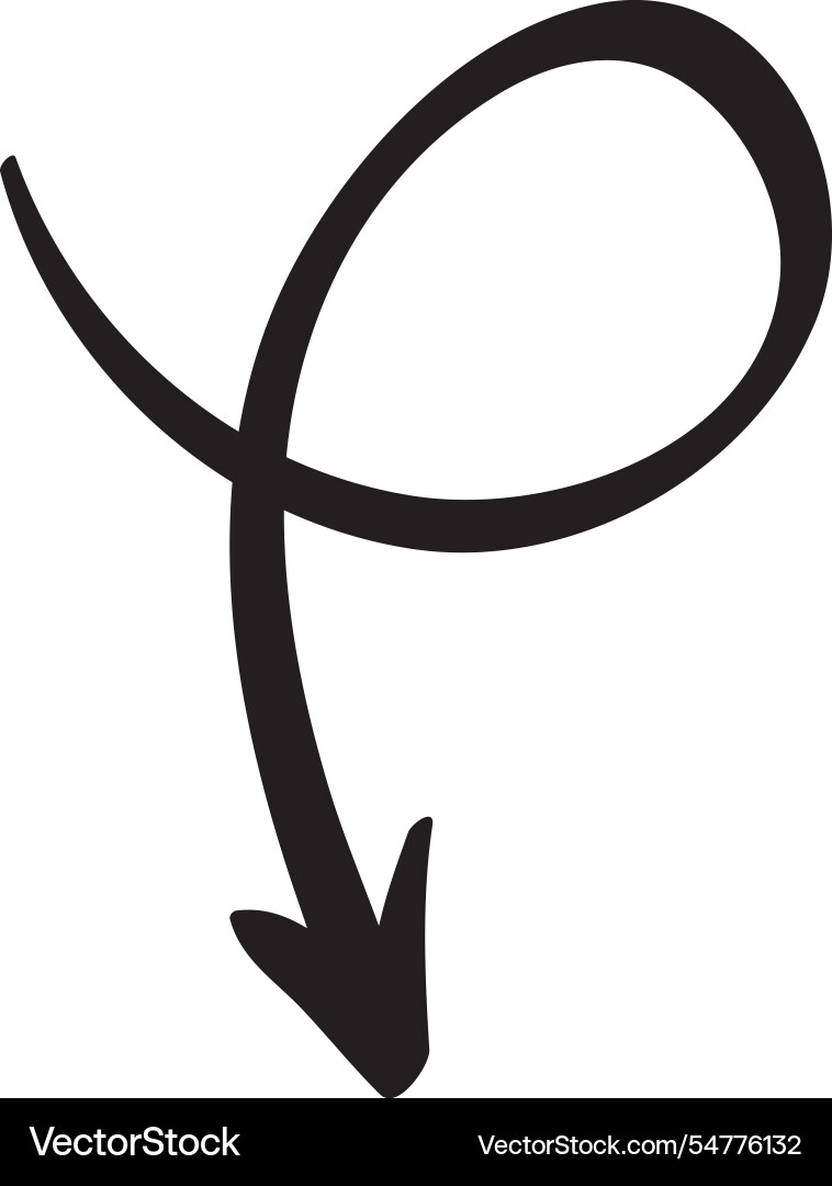 Downward pointing arrow featuring a loop hand Downward pointing arrow featuring a loop hand vector image
