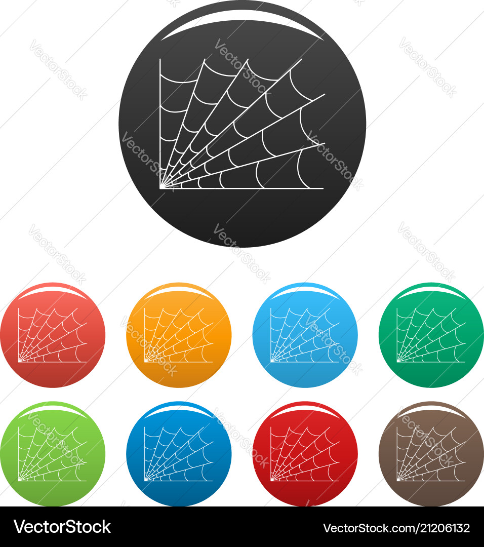 Gothic spiderweb icons set color Vector Image