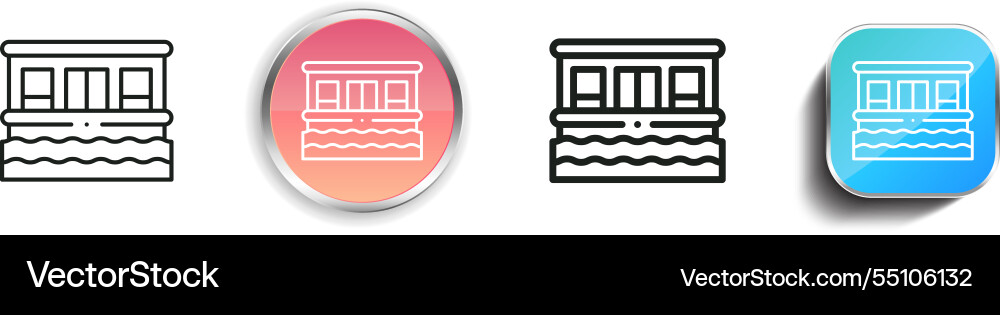 Houseboat icon thin linear regular and button vector image