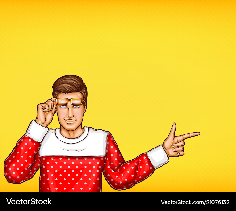 Man Pointing with Finger - Pop Art Style vector image