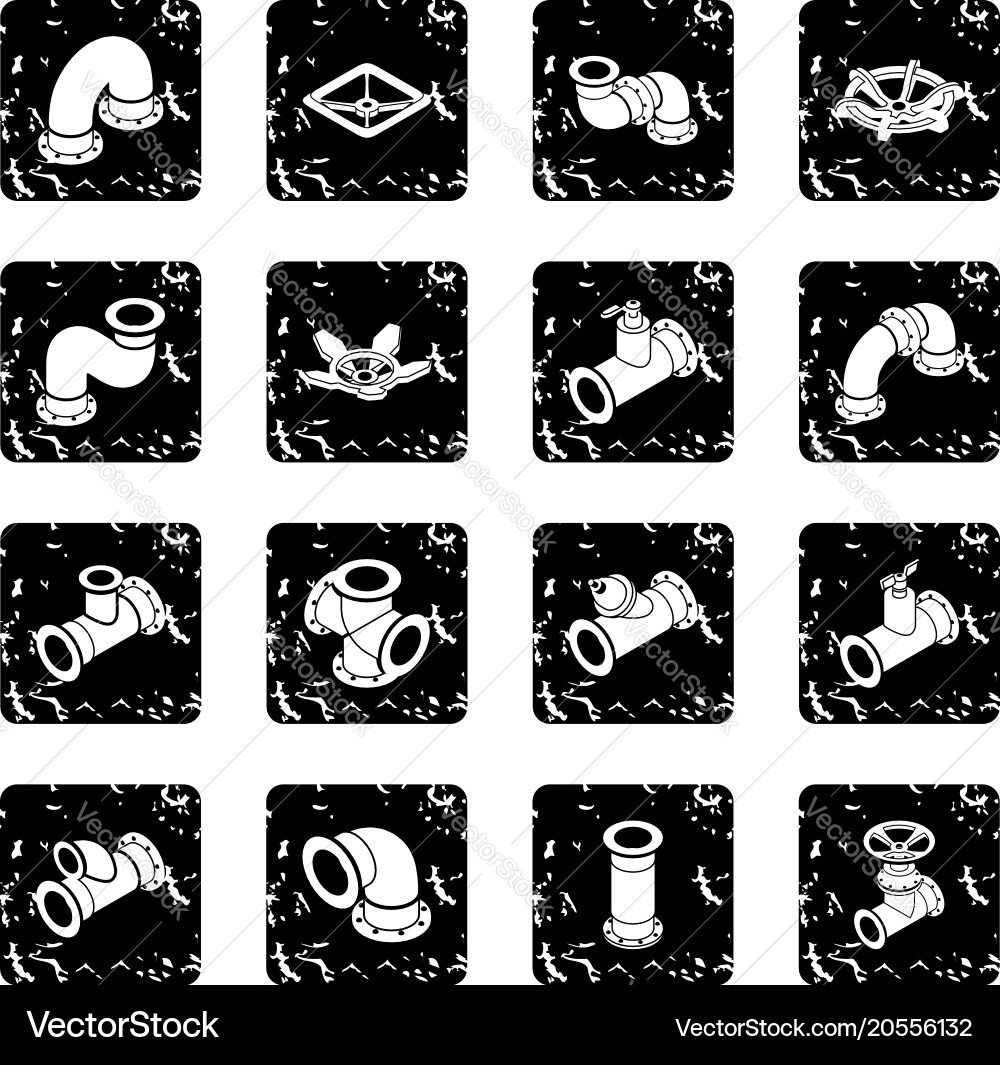 Pipeline constructor icons set grunge vector image